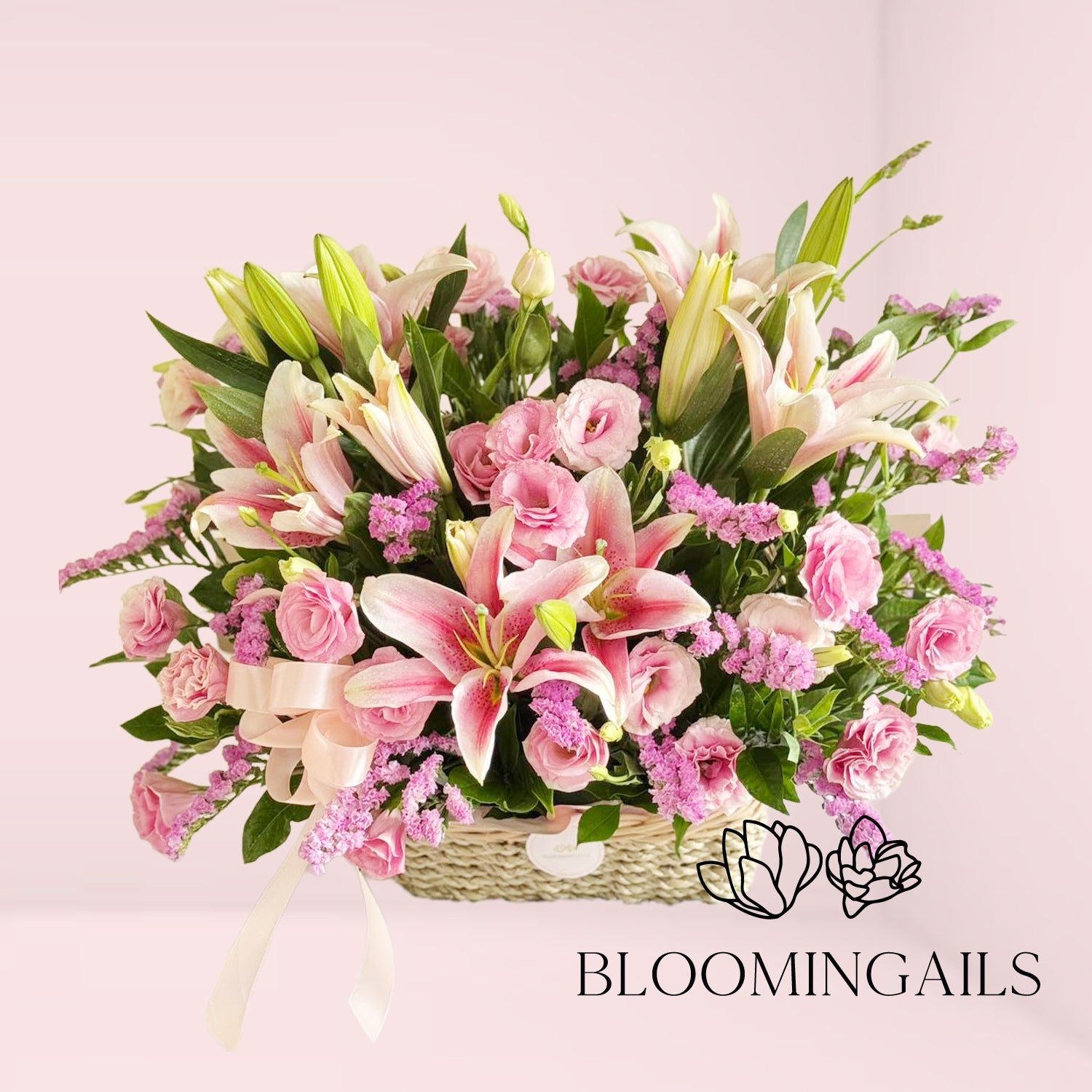 Lilies and Lisianthus Basket