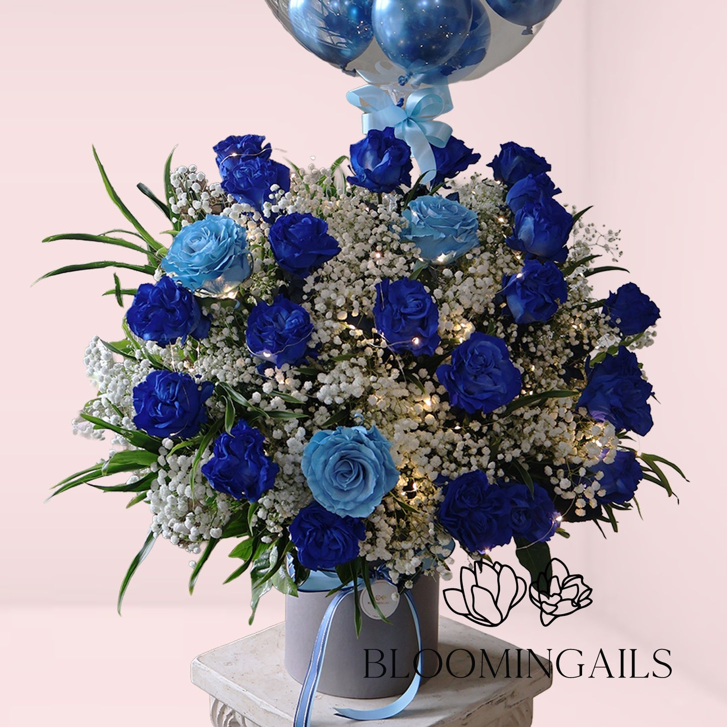 Two Dozen Blue with Balloon