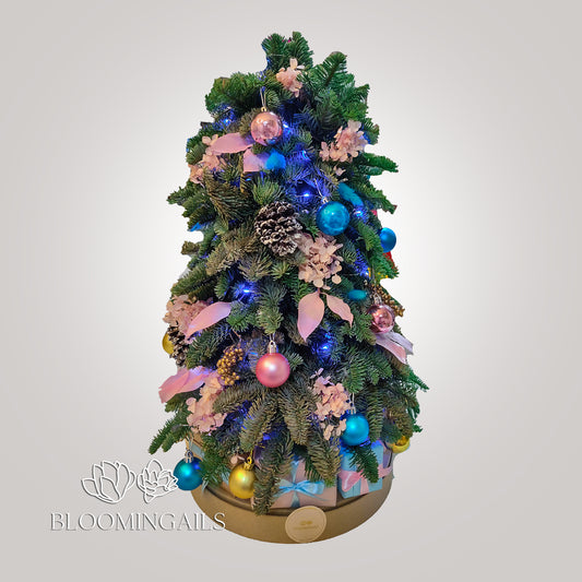 Abies Nobilis Tree with Lights and Mini Gifts at Base - Bloomingailsph