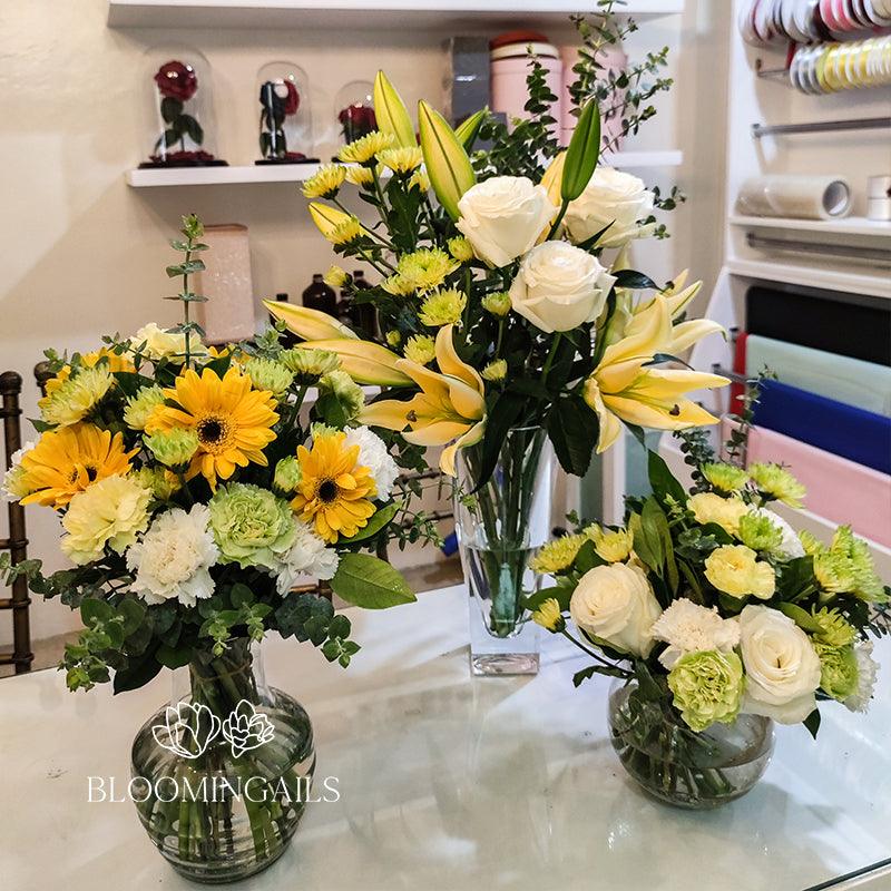 Beautiful Memories - Three Arrangements in Vases - Bloomingailsph