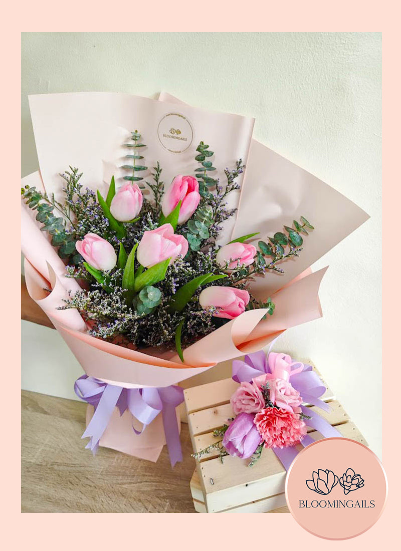 Pink and Lilac Tulips Corsage