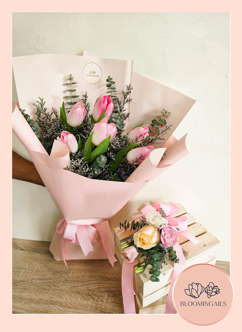 Pink and Peach Corsage and Bouquet