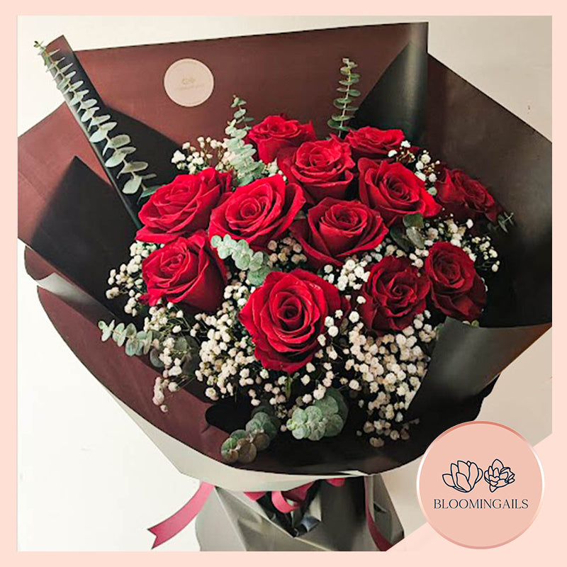 Red Dozen Love in Black Wrap