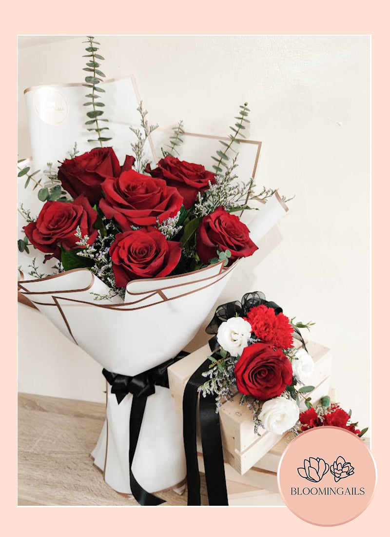 Red, White, and Black Corsage