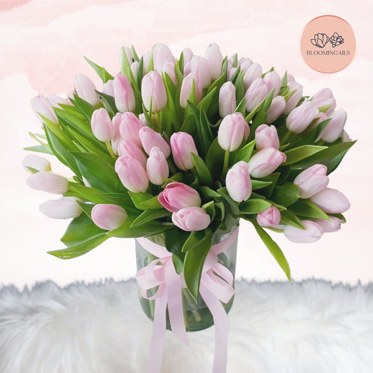 Classic Dutch Pink Tulips in Vase