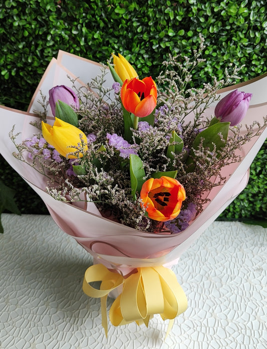Colorful Tulips In Vase