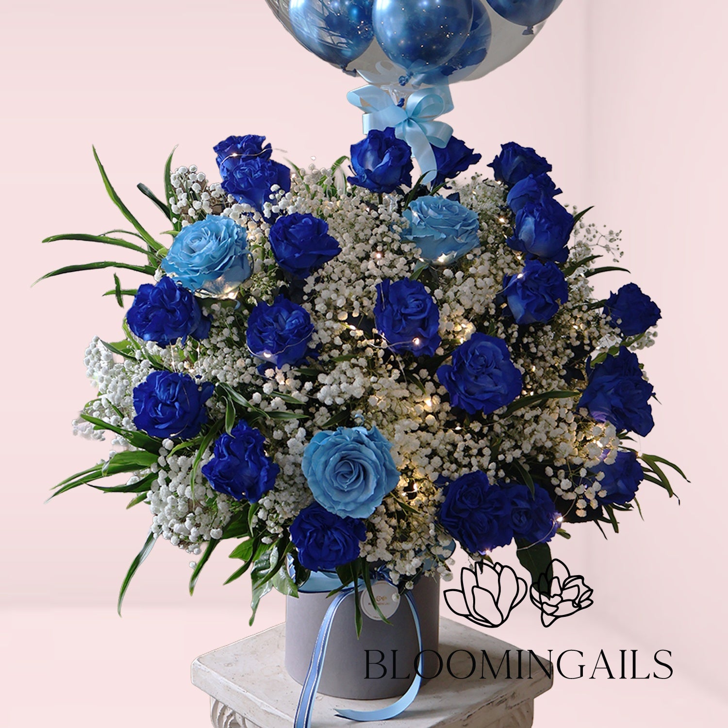 Two Dozen Blue with Balloon