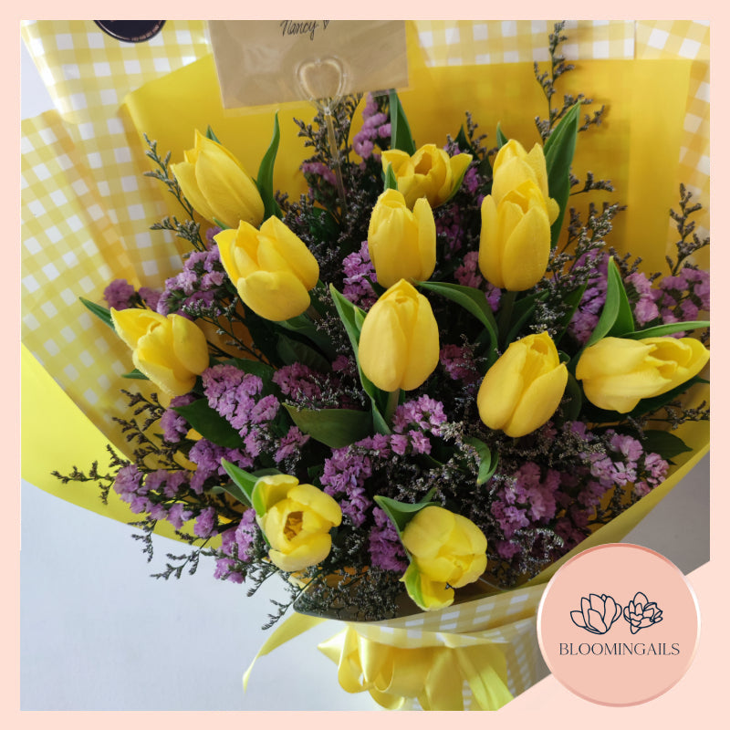 Yellow Dutch Tulip Love Bouquet