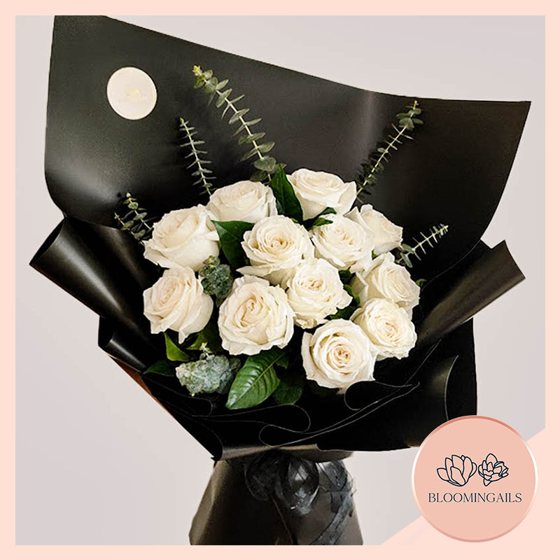 Dozen White Rose Bouquet Flower Shop in Metro Manila Bloomingailsph