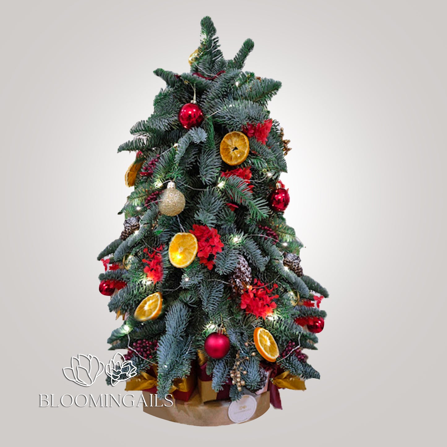 40cm Citrus Classic Mini Tree with Lights and Faux Gifts
