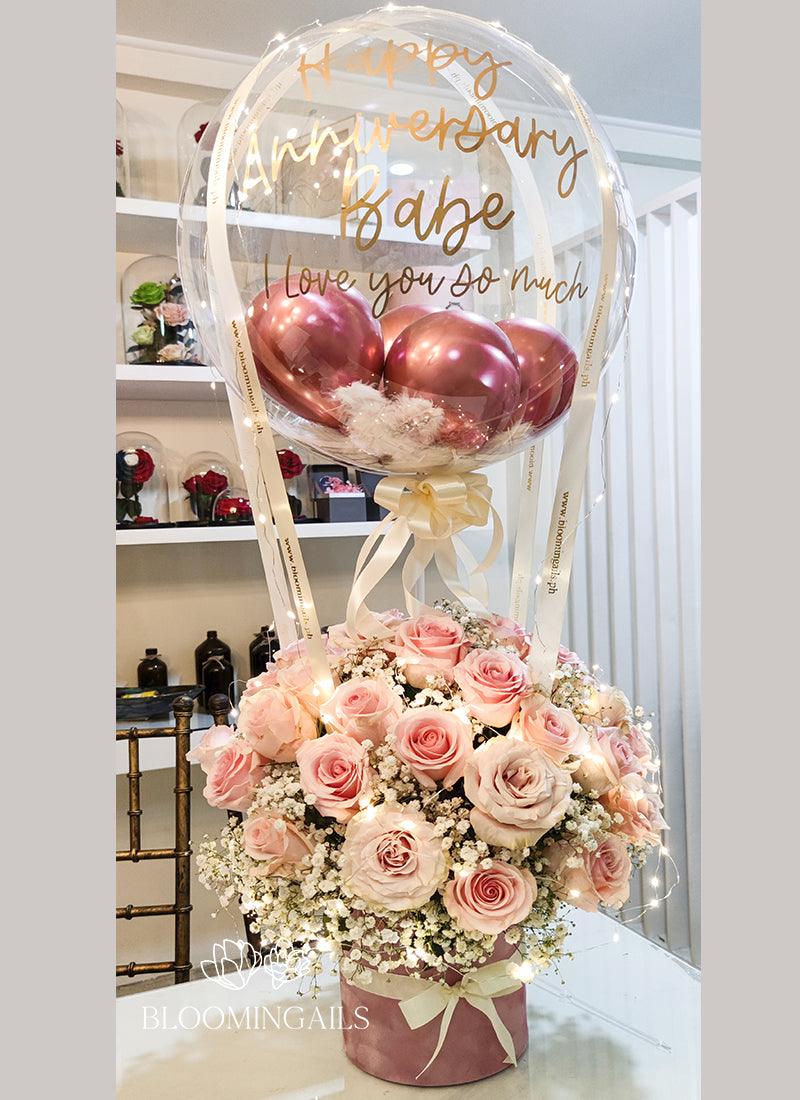 Lighted Ecuadorian Roses with Personalized Balloon - Bloomingailsph