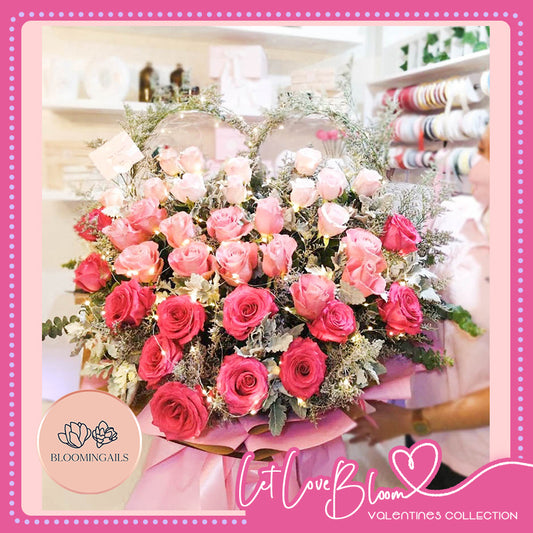 Pink Ombre Heart 36 Stem Roses