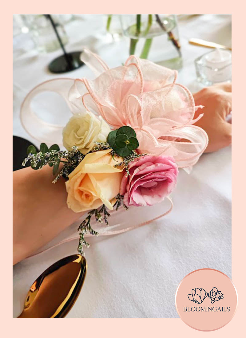 Pink and Peach Corsage and Boutonniere