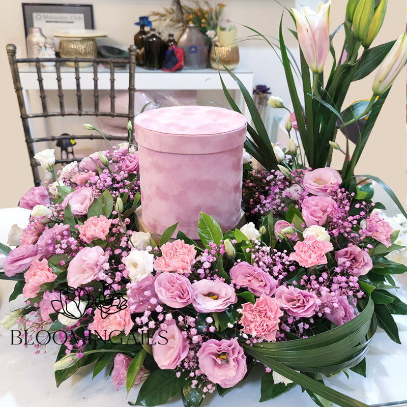 Pink Love Full Wreath Urn arrangement