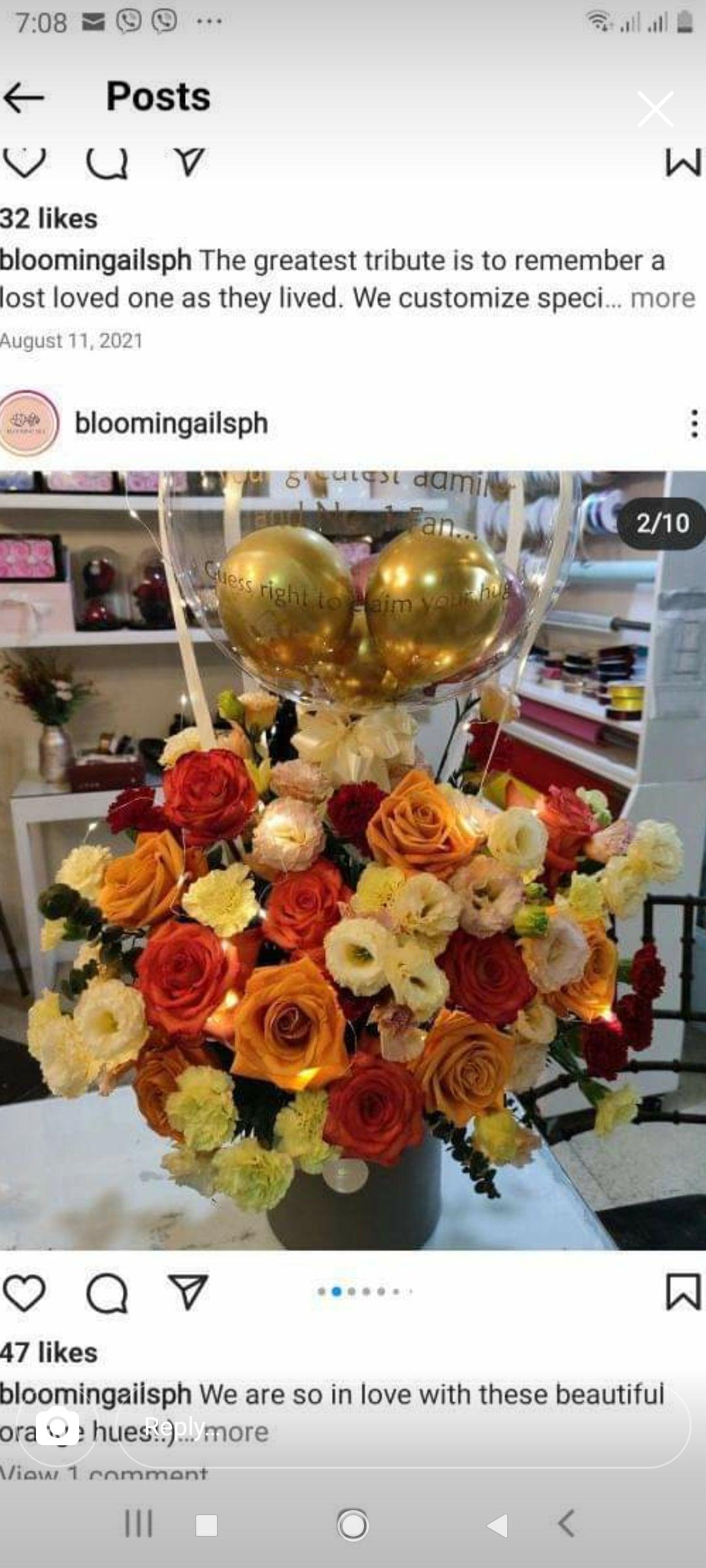 Custom lighted balloon and floral box - Bloomingailsph